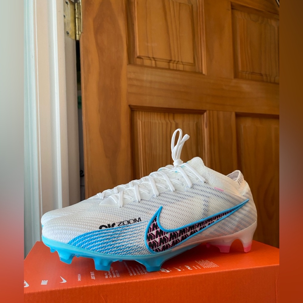 Nike Zoom Vapor 15 Elite FG White Balic Blue Pink Blast FD0244-146 Size 9.5 US